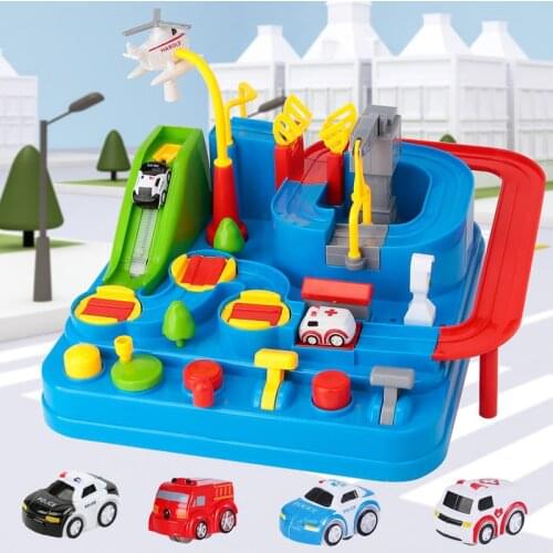 New Manual Car Toy Railway Train Track Rail Cars Adventure Brain Table Game Puzzle Toys for Children House Play Game Gift