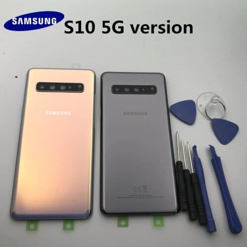 Original Glass Samsung Galaxy S10 G977 G977F 5G Versio Back Battery Cover Door Rear Housing Case + Adhesive Sticke+Tools