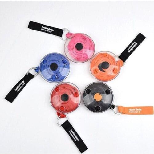 Creative Small Disc Retractable Storage Rotating Folding Portable Eco Friendly Polyester High Capacity Shopping Bag Reusable