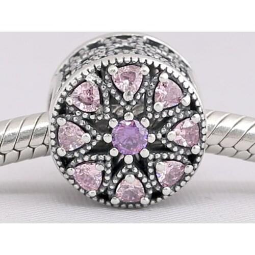 Original Openwork Shimmering Medallion With Crystal Beads Fit 925 Sterling Silver Bead Charm Bracelet Jewelry