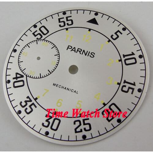 Parnis 38.9mm white dial dual time zone Fit for mechanical ETA 6497 Movement watch dial D106