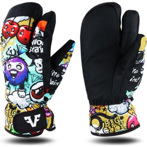 Professional 3 Finger Snowboard Ski Gloves Waterproof -30 Winter Thermal Mittens windproof Skiing snowmobile touch screen rope