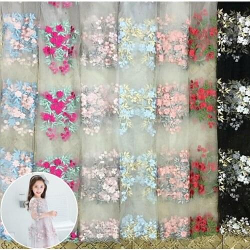 Spring/summer new style embroidered mesh fabric, multicolor lace womens dress, stage suit fabric