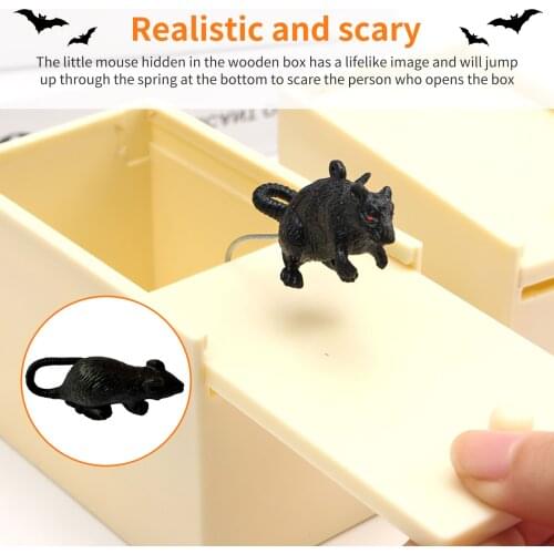 Practical Joke Home Office Scare Toy Wooden Mouse Prank Trick Box Gag Kid Parents Friend Funny Play Joke Gift Surprising Box