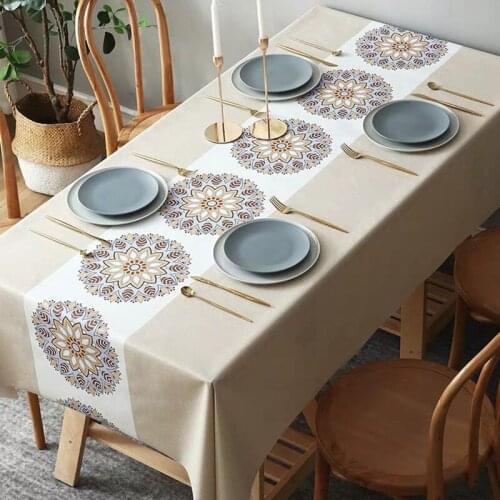 Printed Tablecloth PVC Table Cloth Rectangular Waterproof Oilproof Kitchen Dining Table Cover Decorations Table Protector