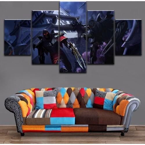 Modern Home Decorative Painting 5 Panels Zed LOL Game Wall Art Game Poster Canvas HD Printed Modular Pictures Framework