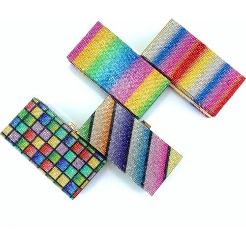 Bag For Woman Flat Rainbow Color Evening Purse Diamond Evening Bag Womens Wedding Zero Wallet Cocktail Party Bag