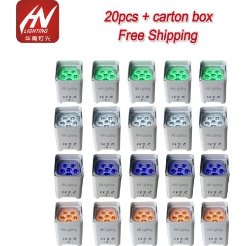 20pcs Wireless dmx Uplighting Battery Powered RGBWA UV 6*18w Color Wash Light DJ Par Light Party Lights for Weddings and events
