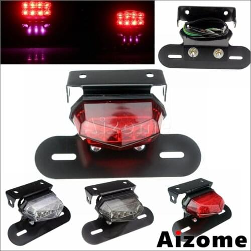 Univeral Motorcycle LED Tail Light Supermoto Bikes Off-road Motorbike Brake Lamp License Plata Light w/ Bracket For Honda Yamaha