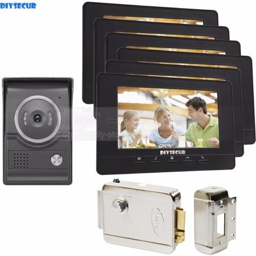 DIYSECUR 7inch Video Intercom Video Door Phone 700TV Line IR Night Vision HD Camera + Electric Lock for Home Office Factory 1V6