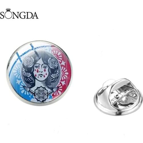 Vintage Statue Of Liberty Marianne Brooches Punk France Symbol Glass Cabochon Stainless Steel Pin Badges Men Women Jewelry Gifts