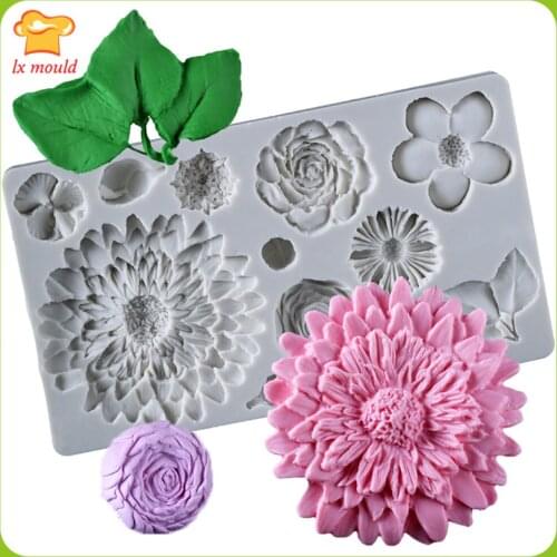 LXYY High Quality Baking DIY Candy Cake Decoration Tools Silicone Flower Mold 12 Hole Cake Chocolate Clay Pottery Molds