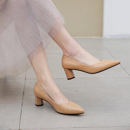 YQBTDL Summer 2020 Black High Heels Office Career Dress Shoes Pointed Toe Slip on Block Heel Womens Shoes Pumps Big Size Us 10.5