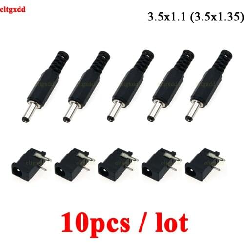 10PCS DC002 3.5*1.1MM Male Power Plug Jack CONNECTOR MALE Welding line Mini DC Socket Female 3.5x1.35 MM