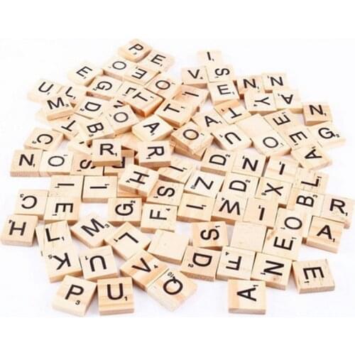 100 pcs/set English Letter Puzzle Board Game Interactive Intelligence Education Wooden Game DIY Game Accessories