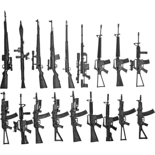 18 Pcs 4D 1:6 Rifle Model for 12" Action Figure Weapon Old Version Easy Assemble Black Gun Model Toy AK74 AK47 M16A1 RPG