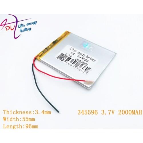 345596 3.7V 2000mAh 355595 Lithium Polymer Li-Po li ion Rechargeable Battery cells For Mp3 MP4 MP5 GPS PSP mobile bluetooth
