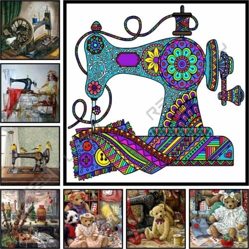 Diamond Painting Sewing Machine Diamond Embroidery Bear Family Picture of Rhinestones Diamond Mosaic Home Decor Hobby & Crafts