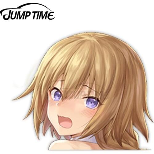 Jump Time Fate Apocrypha Jeanne d'Arc 9 6.8 Big Head Anime Peeker Vinyl Decal Waifu Kawaii Girl Car Stickers