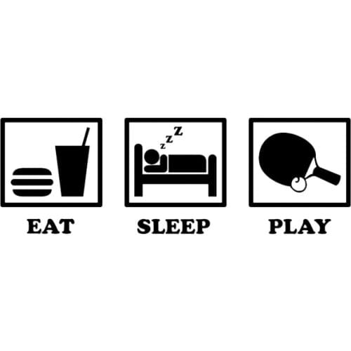 Personality Car Stickers Eat Sleep Play Table Tennis PVC Car Decoration Accessories Stickers Waterproof Sunscreen Black/white