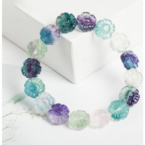 Wholesale Color Fluorite Natural Stone Bracelets Flower Shape Beads Bracelets For Women Simple Summer Fresh Crystal Jewelry