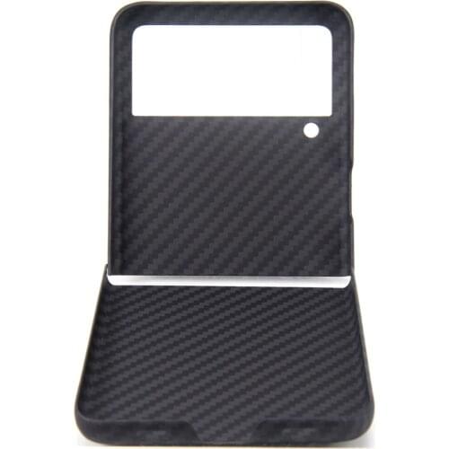 Carbon Fiber Phone Case Compatible for Samsung Z Flip 3 Anti-fingerprint Slim Phone Protective Case