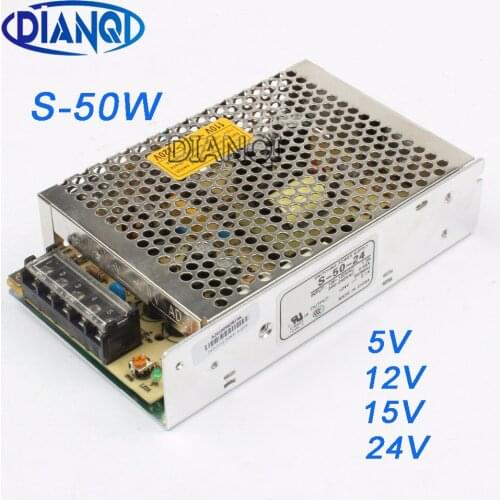 DIANQI power suply 50w 24V 2.1A power supply unit ac to dc power supply ac dc converter adjustable output S-50-24