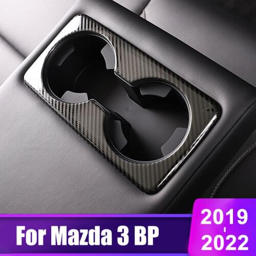 For Mazda 3 Alexa 2019 2020 Stainless Steel Car Seat Back Row Water Cup Holder Cover Frame Panel Trim Sticker Auto Accessories