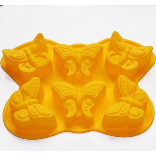 Elegant Insects 6-butterfly Soap Moulds Chocolate Jelly Tray Muffin Cupcake Bakeware Silicone Mold