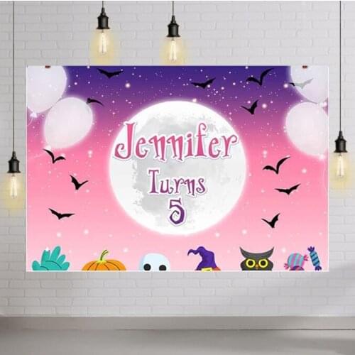 Halloween Backdrop Photocall Cartoon Birthday Moon Balloon Child Custom Vampirina Background Photo Studio Photography