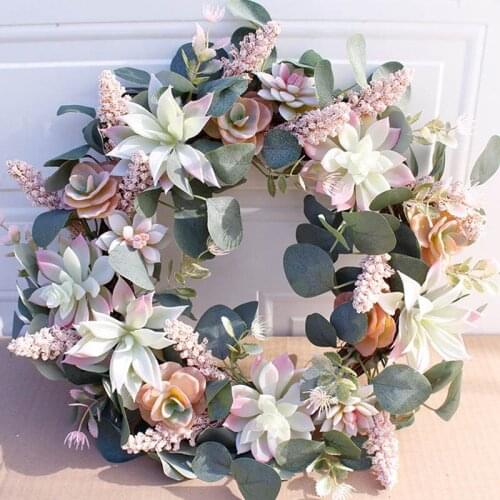 Simulation Flower Garland Ornaments Doors Decorated Round-shaped Artificial Flowers Wreath Lintel Home Wedding Decoration