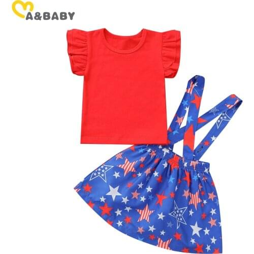 Ma&Baby 6M-4Y Summer Newborn Toddler Baby Girls Clothing Set Independence Day Ouftis Ruffles T shirt Tops Skirts Costumes