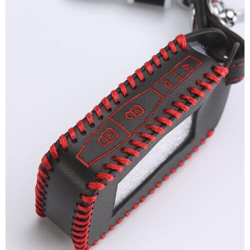 Leather Key Cover For Starline E90 E91 E60 E61 E62 LCD Remote Control Only Two Way Car Alarm Keychain Case