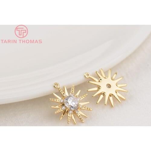 4PCS 15x16MM Hole 0.5MM 24K Gold Color Brass with Zircon Star Pendants Charms High Quality Diy Jewelry Findings Accessories