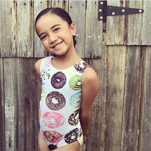 Hot Toddler Kids Baby Girls Doughnut Print One-piece Swimsuit Hollow Out One-Piece Swimwear Swimming Beach Tankini Bathing Suit