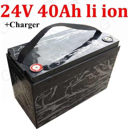 GTK 24v 40ah lithium ion battery 24v li ion 18650 BMS 7S for 1000W Electric boats E-scooters golf carts dune buggy + 5A charger