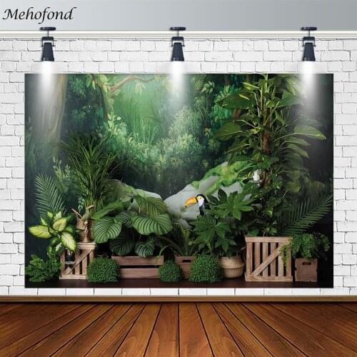 Mehofond Safari Birthday Party Backdrop Jungle Wild Parrot Decor Photography Background Prop Photo Studio Banner Photozone