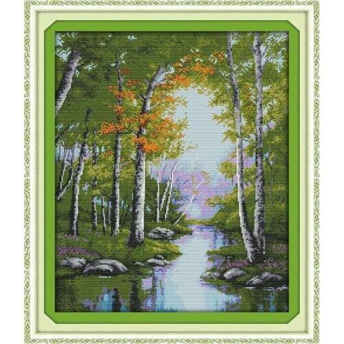 Joy sunday Cross Stitch Embroidery Kits Landscape Cotton Thread count printing cross stitch pattern DIY Needlework Home Decor