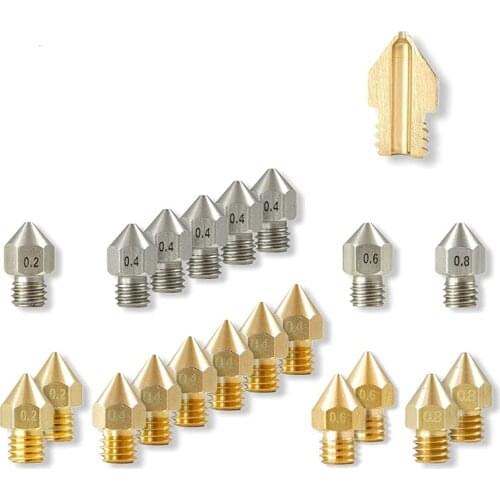 3D Printer Nozzle Set - Brass & Stainless Steel Nozzles - for Anycubic I3 Mega 3D Printer - Prusa I3