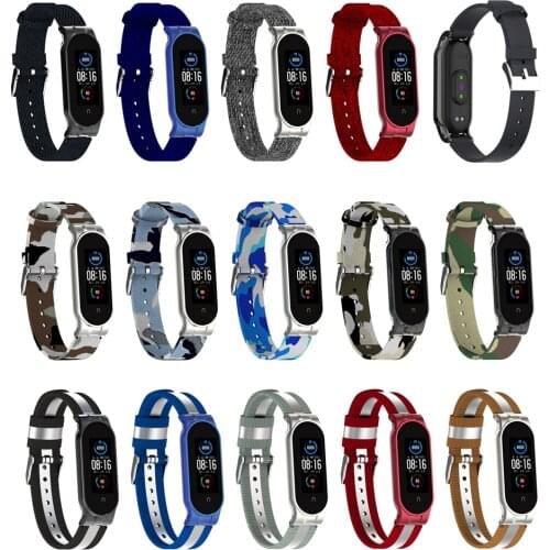 Nylon Strap For Xiaomi Mi Band 5 Strap Canvas Wristband Bracelet For Miband 5 Denim Fabric Reflective Sport Band For Mi Band 5
