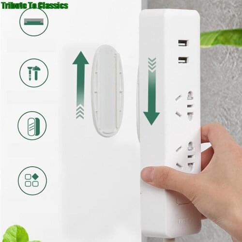 New Self-Adhesive Desktop Socket Fixer Cable Organizer Seamless Punch-free Plug Sticker Holder Wall Fixer Power Strip Holders