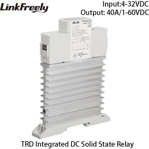 TRD060D40M1 Single Phase Integrated Heat Sink Solid State Relay 5V 12V 24V DC In 40A DC control DC SSR Voltage Relay DIN Rail
