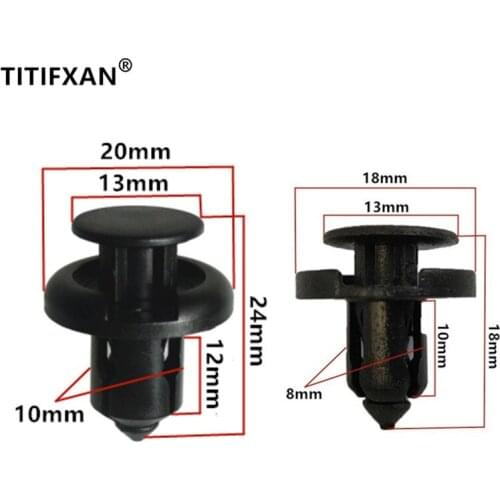 For Fit City Jade 8mm 10mm Hole Plastic Retainer Bumper Fender Rivet Trim Engine Cover Panel Clip Fasteners 100PCS