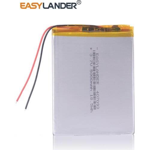 Polymer lithium ion battery 407093 3.7V 5000mAh for Tablet PC high capacity rechargeable