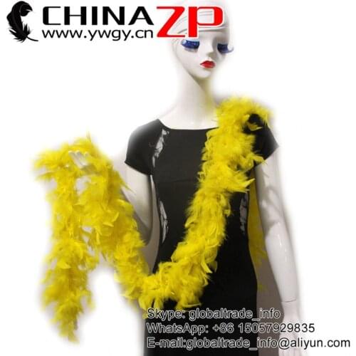 Manufacturer in CHINAZP Factory 40g 10yards/lot Exporting Good Quality Dyed Yellow Feather Chandelle Boa