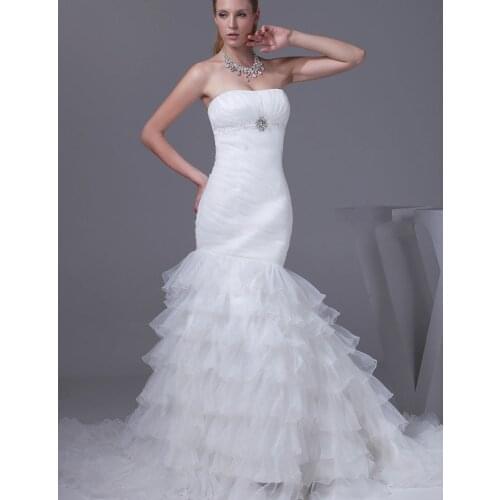 Real photo Romantic White Organza Off Shoulder Mermaid Court Train plus size Fashion Vestido de Noiva Bespoke Wedding Dresses