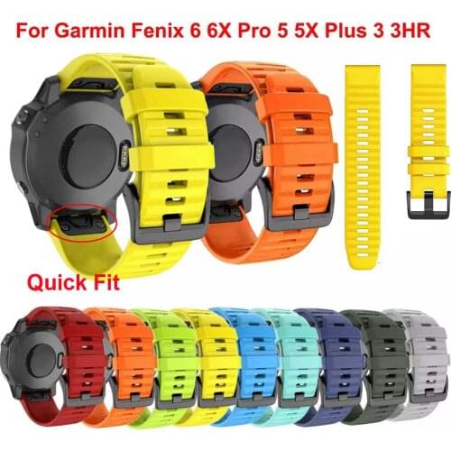 20/22/26mm Silicone Watchband Wriststrap strap for Garmin Fenix 6X 6 6S Pro 5X 5 5S Plus 3 3HR Easy Fit Quick Release wirstband
