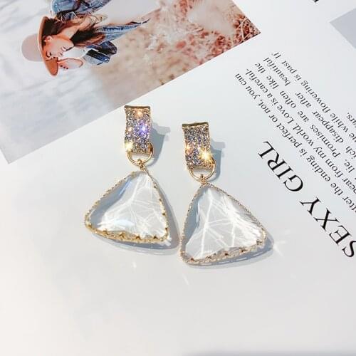 2021 Popular Geometric Drop Earrings for Women New Bijoux Triangle Clear Crystal Drop Earring Statement Earring Jewelry Gifts