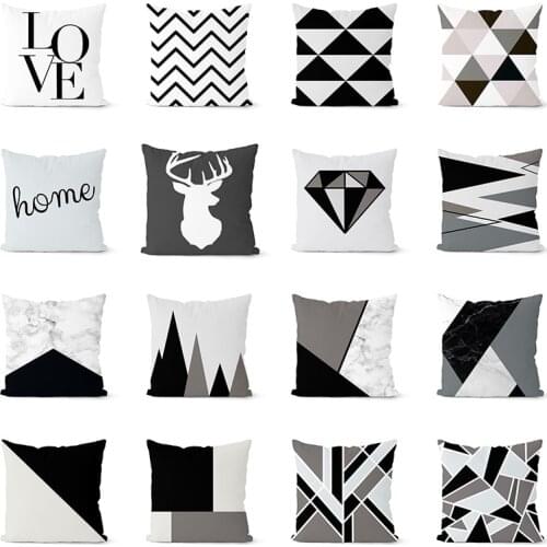 Grey and Black Cushion Cover 45*45cm Polyester Geometric Pillow Cover Decorative Pillows Home Decoration Throw Pillowcase