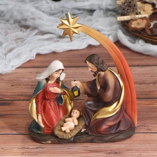 Family Nativity Statues Resin Catholic Jesus Figurine Virgin Mary Christ Sculpture Religious Gift Christmas Home Decoration